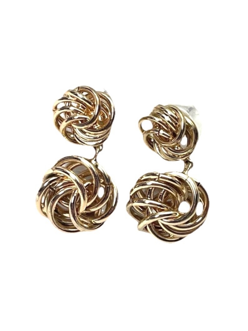 Vintage Gold Tone Double Knot Dangle Earrings